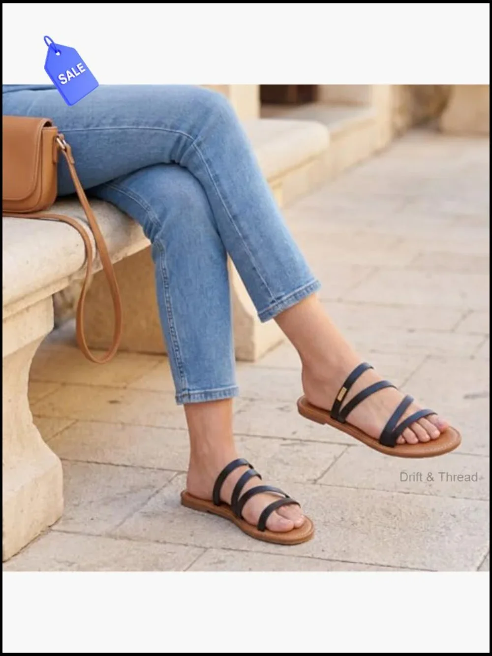 Multi Strap Slide Sandals with Metal Accent Flat Casual Beach Summer Shoes